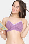 Rosaline Everyday Double Layered Non-Wired 3/4th Coverage T-Shirt Bra - Violet Tulip — thumbnail 1